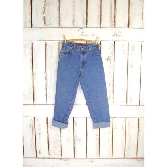Levi's Denim - Vintage 550 zipper fly denim jeans high waisted relaxed tapered leg blue jeans